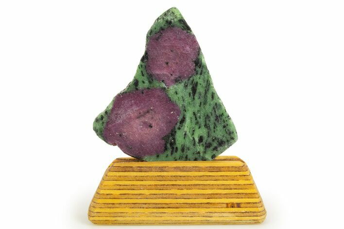 Polished Ruby In Zoisite Slice w/ Wood Stand - Tanzania #317142